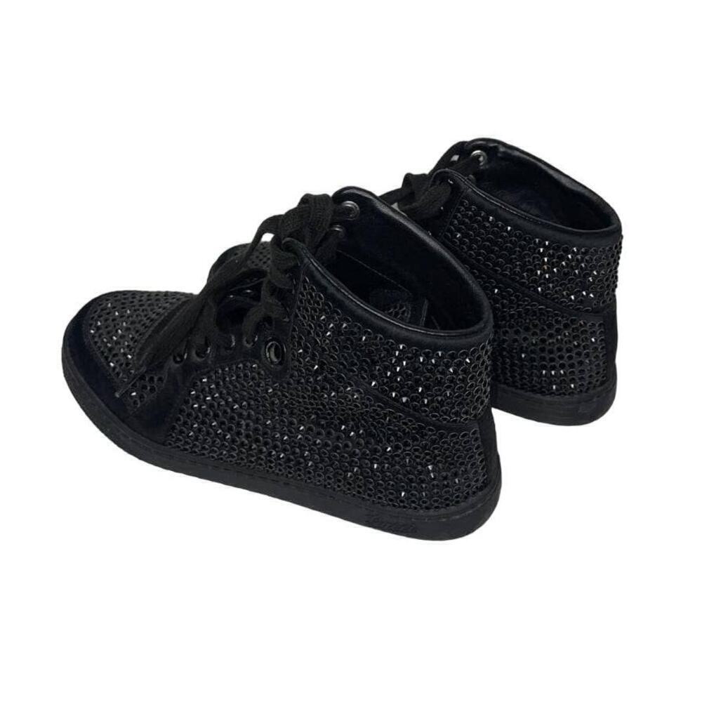 Gucci Black Satin Crystal Embellished Coda High Top Sneakers 36 - Picture 2 of 11
